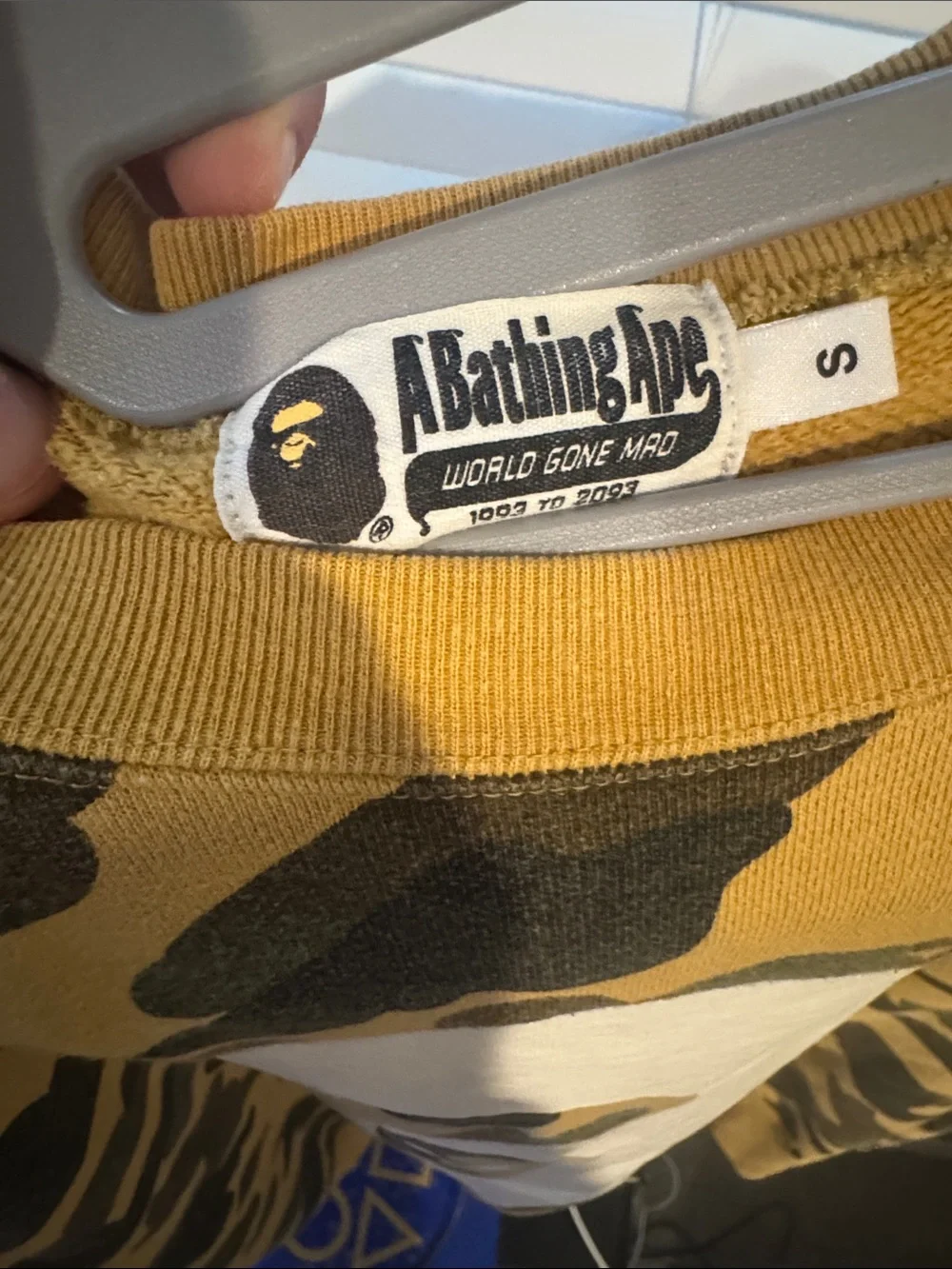 BAPE Men's Camel Green Camo Crewneck Sweatshirt